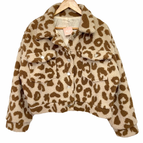 Miss Lola Jackets & Blazers - Miss Lola Leopard Teddy Jacket NWT